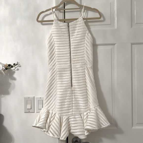 Bardot Piper Mesh Ruffle Hem Minidress Ivory - Picture 11 of 16